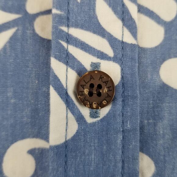 Kahala Hawaiian Shirt Mens 2XL Blue White Floral Cotton Aloha Made In USA - Picture 7 of 11